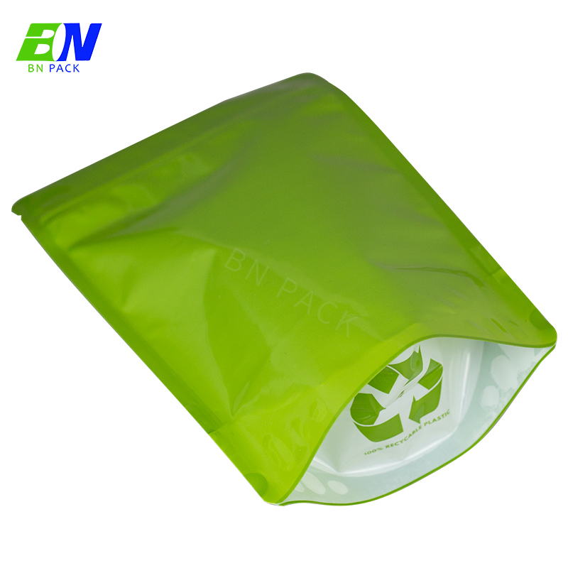 Compostabile biodegradabile Stand Up Pouch Materiale plastico trasparente PLA con cerniera