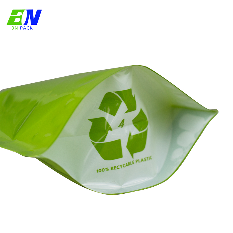 Compostabile biodegradabile Stand Up Pouch Materiale plastico trasparente PLA con cerniera