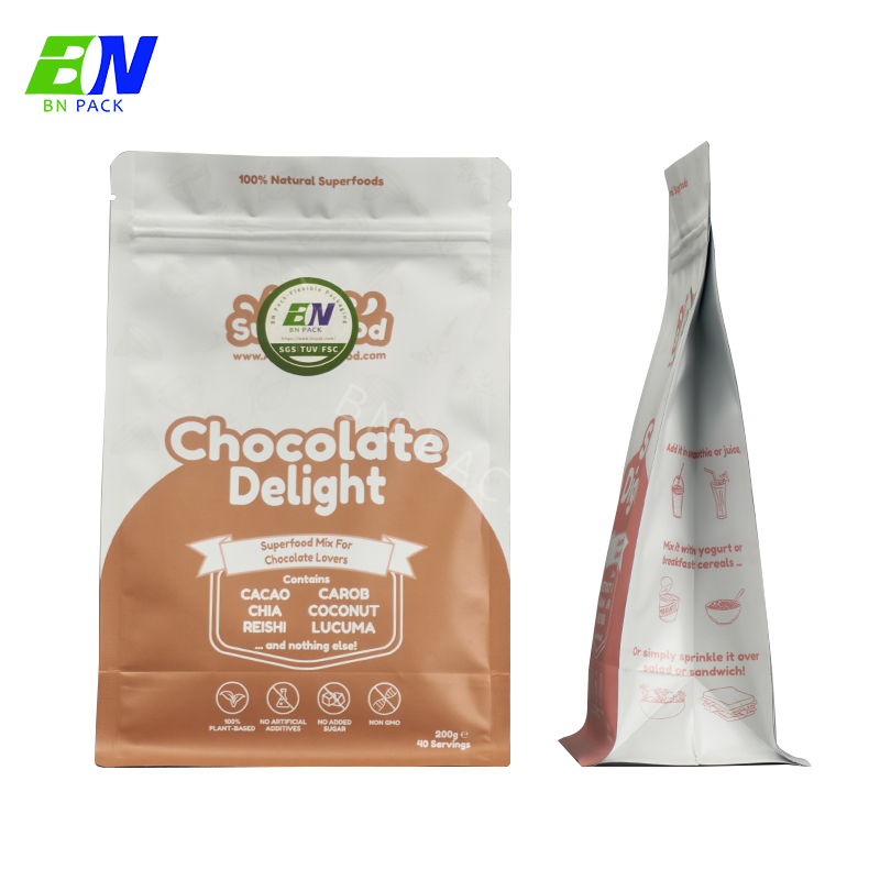 Borsa a fondo piatto opaca per caffè riciclabile Confezione da 16 once per uso alimentare