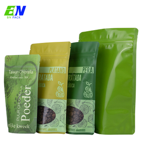 Compostabile biodegradabile Stand Up Pouch Materiale plastico trasparente PLA con cerniera